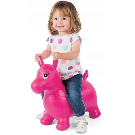 Jucarii & jocuri educative - Calut Jumping Hop Hop Gonflabil cu Muzica si Lumini pentru Interior sau Exterior Max 50 Kg -  Roz cu Fluturi