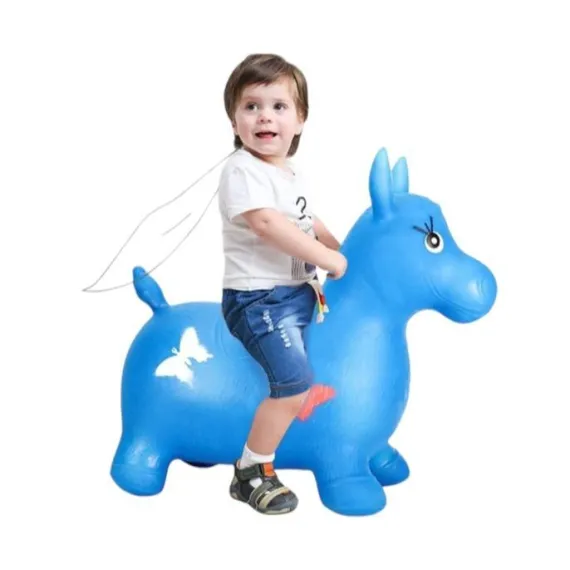 Jucarii interactive - Calut gonflabil din cauciuc , pentru sarit , muzical , Albastru