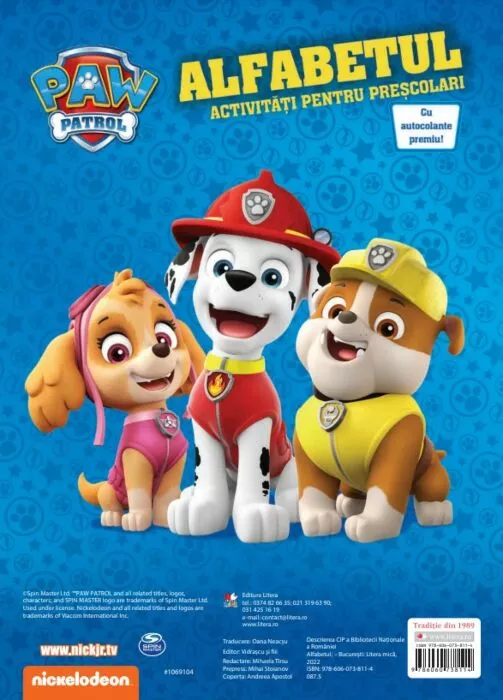 Carti pentru copii - Patrula Catelusilor- Invatam Alfabetul - Activitati Extracurriculare pentru Prescolari, Nickelodeon