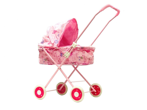 Carucior Landou pentru Papusi Hello Doll - Cadru Metalic si Roti Rezistente Eva, Roz [4]