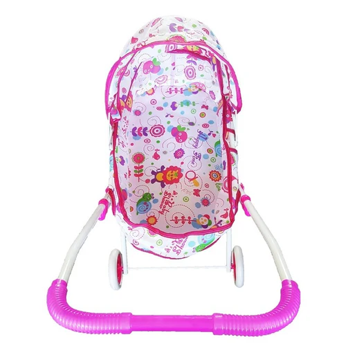 Carucior Landou pentru Papusi Hello Doll - Cadru Metalic si Roti Rezistente Eva, Roz [3]