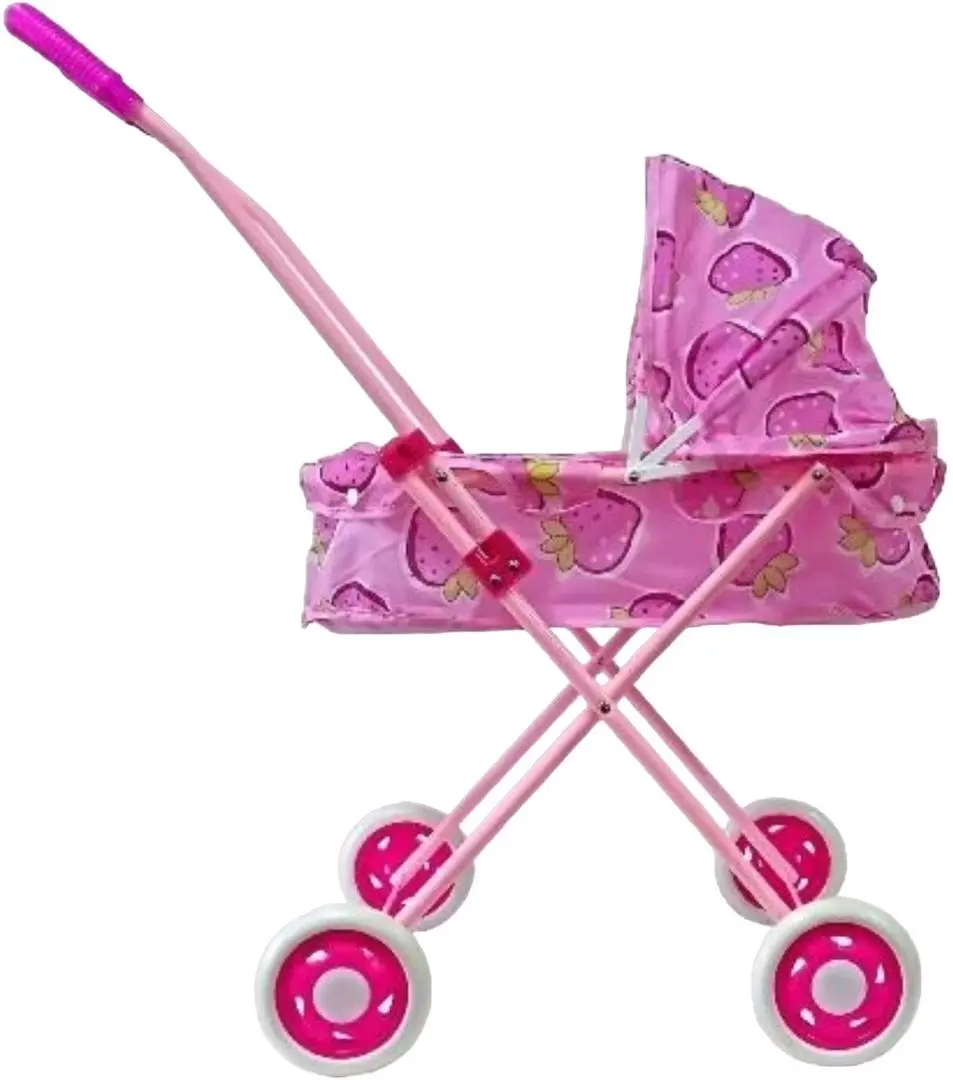 Carucior Landou pentru Papusi Hello Doll cu Cadru Metalic si Roti Rezistente  Eva, Roz Strawberry [0]