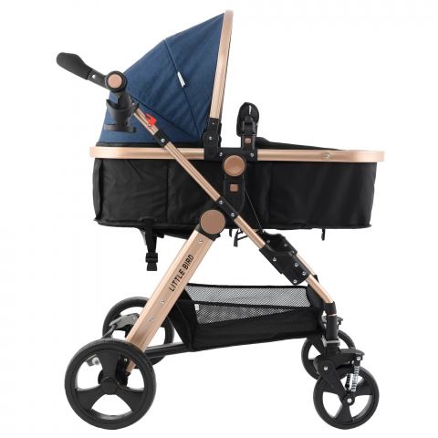 Carucioare si articole transport - Carucior City Travel cu Suspensii, 2in1 Transformabil Landou-Sport, Albastru