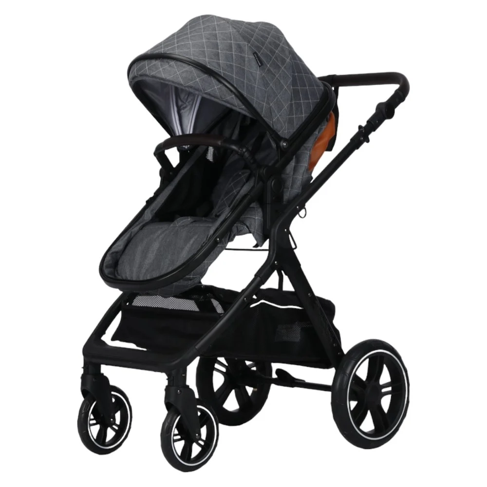 Carucior Multifunctional 2 in 1, Suspensii, Roti Rezistente, Maner Reversibil, Parasolar, ROYAL SPX1 - Culoare Gri Inchis [4]
