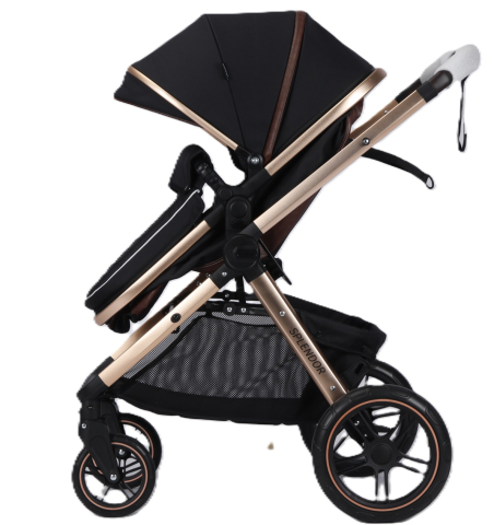 Carucior Multifunctional pentru Bebelusi - 2 in 1, Suspensii, Roti Rezistente, Maner Reversibil, Parasolar, ROYAL SPX2 - Culoare Negru [1]