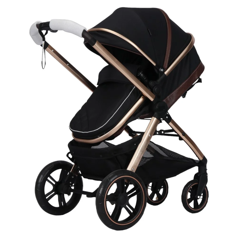Carucior Multifunctional pentru Bebelusi - 2 in 1, Suspensii, Roti Rezistente, Maner Reversibil, Parasolar, ROYAL SPX2 - Culoare Negru [4]