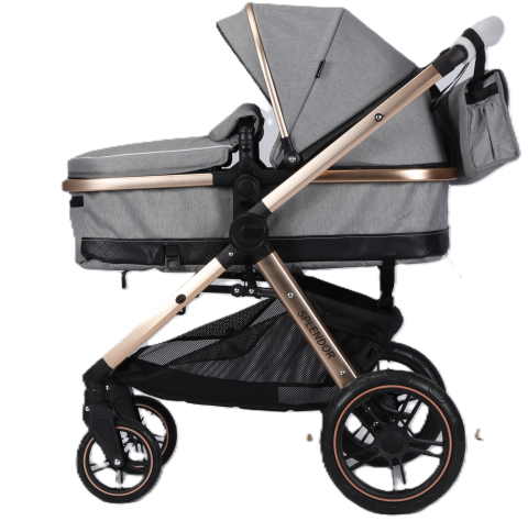 Carucioare - Carucior Multifunctional pentru Bebelusi - 2 in 1, Suspensii, Roti Rezistente, Maner Reversibil, Parasolar, ROYAL SPX3 - Culoare Gri Deschis