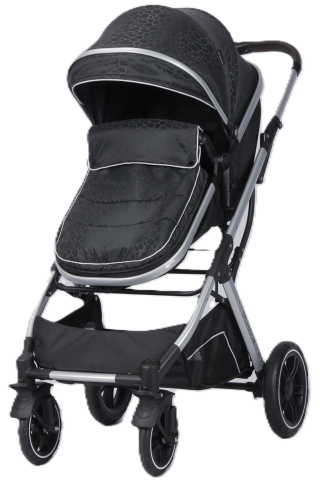 Carucior Multifunctional pentru Bebelusi - 2 in 1, Suspensii, Roti Rezistente, Maner Reversibil, Parasolar, ROYAL SPX4 - Culoare Negru Crocodil [1]