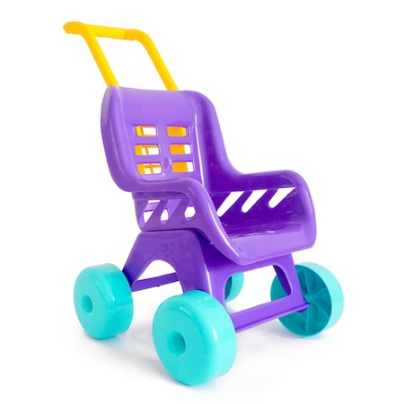 Jucarii & jocuri - Carucior din Plastic  pentru Fetite cu buzunar, Mov, 48 cm
