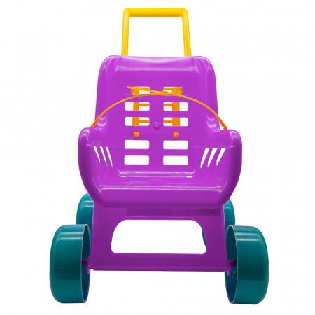 Carucior din Plastic  pentru Papusi , Mov/Galben/Bleu , inaltime 49 cm [4]