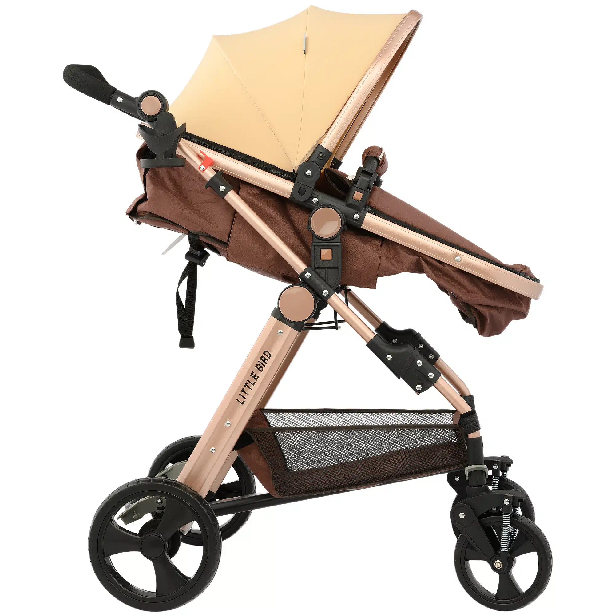 Carucior Royal City Travel cu Suspensii, 2in1 Transformabil Landou-Sport,  Maro cu Beige [3]