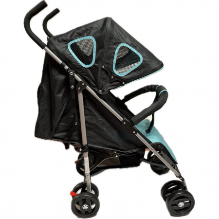 Carucioare si articole transport - Carucior Sport pentru Copii Ideal City Travel, Inchidere Compacta, Scaun Reglabil, Pozitie de Somn, Negru cu Albastru