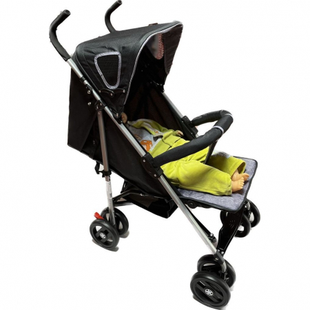 Carucior Sport pentru Copii Ideal City Travel, Inchidere Compacta, Scaun Reglabil, Pozitie de Somn, Negru cu Gri [4]