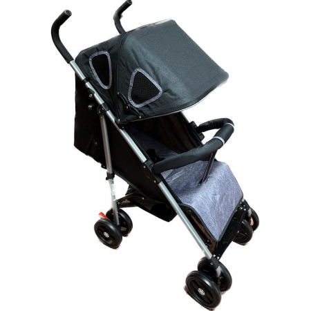 Carucior Sport pentru Copii Ideal City Travel, Inchidere Compacta, Scaun Reglabil, Pozitie de Somn, Negru cu Gri [3]