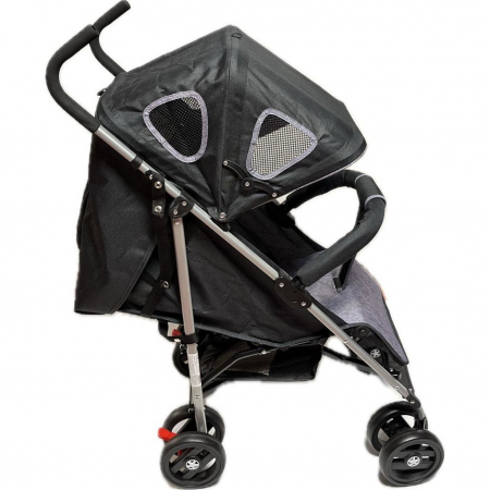 Carucior Sport pentru Copii Ideal City Travel, Inchidere Compacta, Scaun Reglabil, Pozitie de Somn, Negru cu Gri [0]