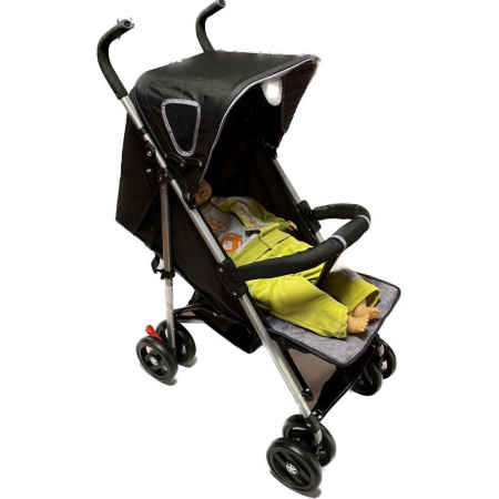 Carucior Sport pentru Copii Ideal City Travel, Inchidere Compacta, Scaun Reglabil, Pozitie de Somn, Negru cu Gri [6]