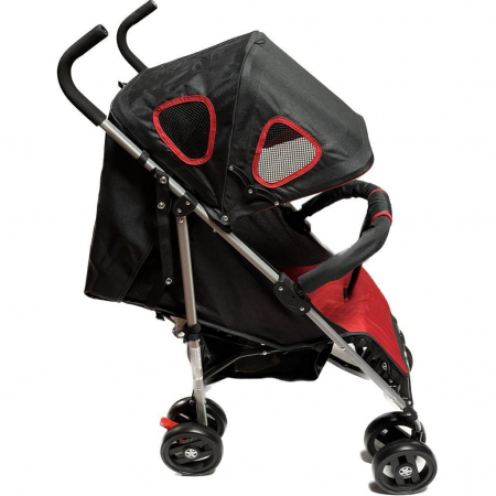 Carucioare si articole transport - Carucior Sport pentru Copii Ideal City Travel, Inchidere Compacta, Scaun Reglabil, Pozitie de Somn, Negru cu Rosu