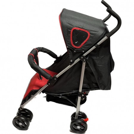 Carucior Sport pentru Copii Ideal City Travel, Inchidere Compacta, Scaun Reglabil, Pozitie de Somn, Negru cu Rosu [1]