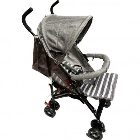 Carucior Sport pentru Copii Zebra City Travel, Inchidere Compacta, Scaun Reglabil 4 Pozitii, Pozitie de Somn, Gry cu Alb [2]