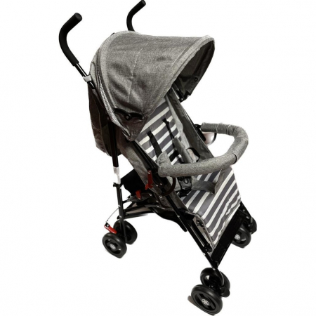 Carucior Sport pentru Copii Zebra City Travel, Inchidere Compacta, Scaun Reglabil 4 Pozitii, Pozitie de Somn, Gry cu Alb [1]