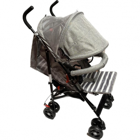 Carucior Sport pentru Copii Zebra City Travel, Inchidere Compacta, Scaun Reglabil 4 Pozitii, Pozitie de Somn, Gry cu Alb [3]