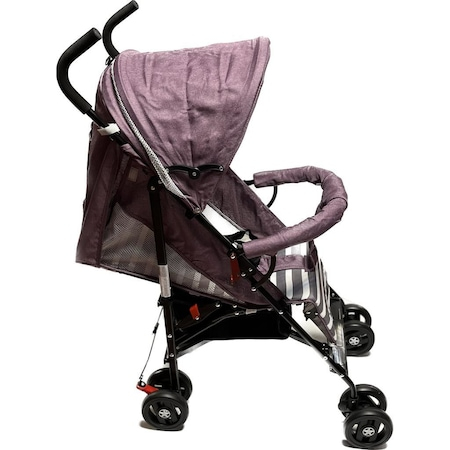 Carucior Sport pentru Copii Zebra City Travel, Inchidere Compacta, Scaun Reglabil 4 Pozitii, Pozitie de Somn, Mov cu Gry [7]