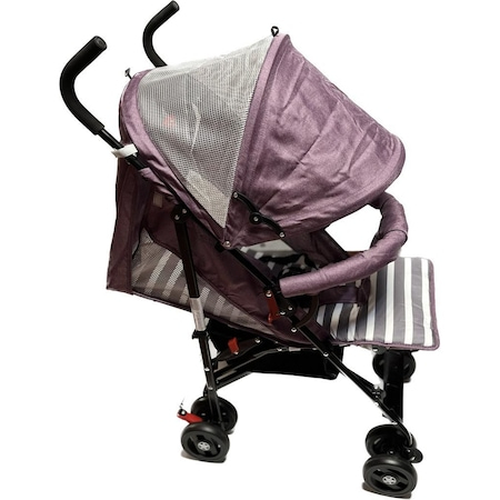 Carucior Sport pentru Copii Zebra City Travel, Inchidere Compacta, Scaun Reglabil 4 Pozitii, Pozitie de Somn, Mov cu Gry [1]
