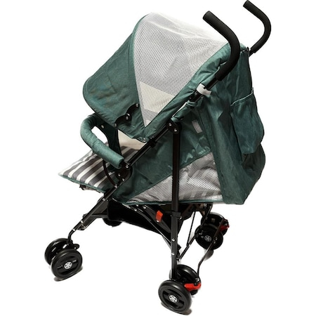 Carucior Sport pentru Copii Zebra City Travel, Inchidere Compacta, Scaun Reglabil 4 Pozitii, Pozitie de Somn, Verde cu Gry [4]