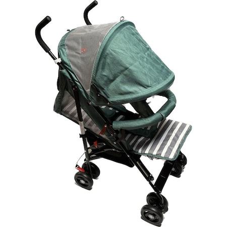 Carucior Sport pentru Copii Zebra City Travel, Inchidere Compacta, Scaun Reglabil 4 Pozitii, Pozitie de Somn, Verde cu Gry [3]