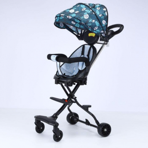 Carucior Sport Ultra Pliabil, Scaun Reglabil 8 Pozitii , Copertina AntiUV Detasabila, Suport picioare, Roti Pivotante 360 *,  Blocare Roti Spate ,  Perfect pentru Zborul cu Avionul - Albastru [6]