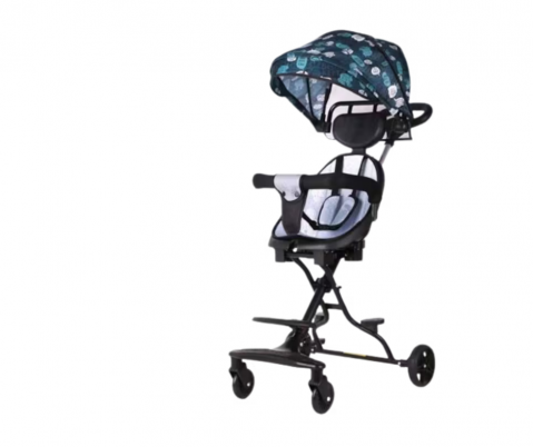 Carucior Sport Ultra Pliabil, Scaun Reglabil 8 Pozitii , Copertina AntiUV Detasabila, Suport picioare, Roti Pivotante 360 *,  Blocare Roti Spate ,  Perfect pentru Zborul cu Avionul - Albastru [3]