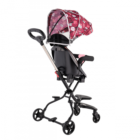 Carucior Sport Ultra Pliabil, Scaun Reglabil 8 Pozitii , Copertina AntiUV Detasabila, Suport picioare, Roti Pivotante 360 *,  Blocare Roti Spate ,  Perfect pentru Zborul cu Avionul - Culoare Roz [2]