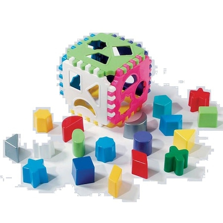 Jocuri si jucarii educative - Cub potrivire forme geometrice ,Dohany Toys,18 piese