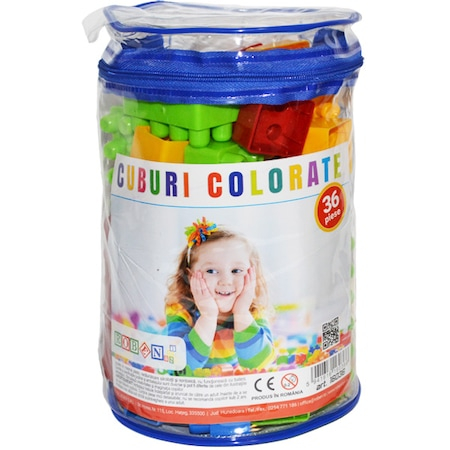 Cuburi si caramizi - Cuburi de construit din plastic colorate 36 piese - Nebunici
