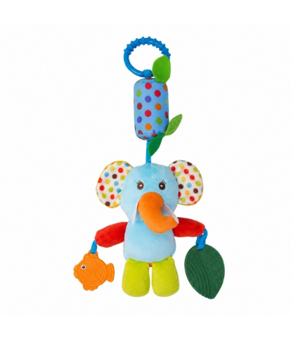 Elefantel Moale de Plus pentru Bebelusi cu Sunete si Accesorii pentru Dentitie ,, Dear Friends'' Inel de Agatare pentru Patut , Carucior sau Tricicleta,    3 Luni + [10]