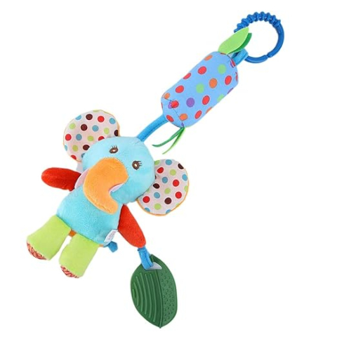 Elefantel Moale de Plus pentru Bebelusi cu Sunete si Accesorii pentru Dentitie ,, Dear Friends'' Inel de Agatare pentru Patut , Carucior sau Tricicleta,    3 Luni + [12]