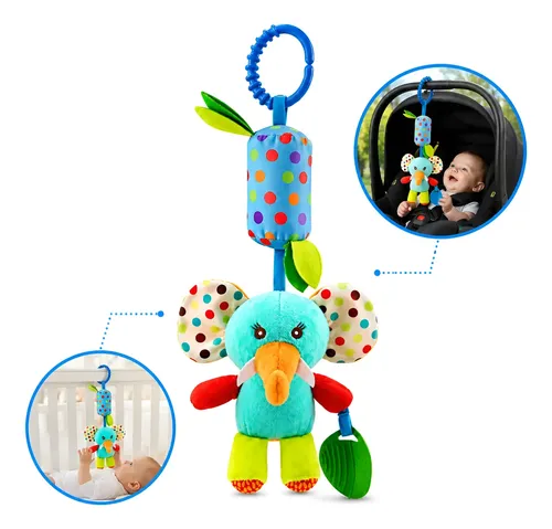 Elefantel Moale de Plus pentru Bebelusi cu Sunete si Accesorii pentru Dentitie ,, Dear Friends'' Inel de Agatare pentru Patut , Carucior sau Tricicleta,    3 Luni + [9]