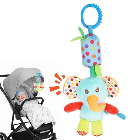 Elefantel Moale de Plus pentru Bebelusi cu Sunete si Accesorii pentru Dentitie ,, Dear Friends'' Inel de Agatare pentru Patut , Carucior sau Tricicleta,    3 Luni + [2]