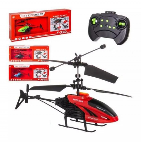 Sport & Activitati in aer liber - Elicopter F350 Sky King cu Telecomandă 2.4GHz,  Rezistent la Socuri Mecanice,  Interior sau Exterior, Reîncărcabil USB pentru Băieți și Fete