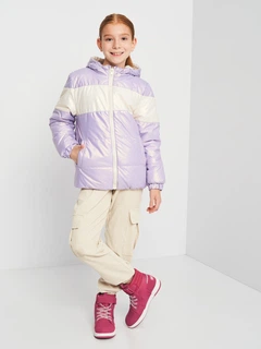 Geaca Impermeabila, Reversibilă , Anti-Vant cu 2 Fatete pentru Fetite de 2 Ani, Matlasata cu Glugă si Buzunare - Sezon Primavara / Toamna- Marime 92 , Multicolor [12]