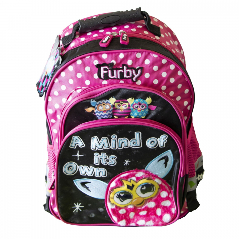 Rechizite si papetarie pentru copii - Ghiozdan Scolar  pentru Fetite, Impermeabil, Multifunctional, Model Furby Boom, Roz