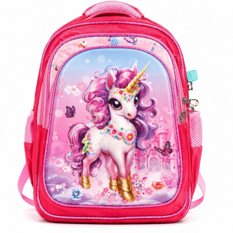 Gaming, Carti & Birotica - Ghiozdan Scolar pentru Fetite - Model Unicorn Culoare Roz,  Dimensiuni  40*30*18cm