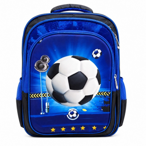 Gaming, Carti & Birotica - Ghiozdan Multifunctional  - Model  Fotbal Minge Albastru  - Dimensiuni  40*30*18cm