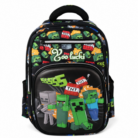 Gaming, Carti & Birotica - Ghiozdan Scolar Multifunctional  cu Multiple Compartimente -   Model Minecraft