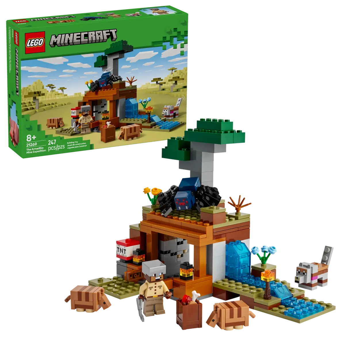 Cuburi si caramizi - Joc de Constructii LEGO Minecraft 21269 The Armadillo Mine Expedition - 247 piese, 8+ ani