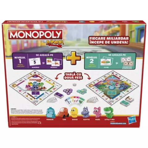 Joc de Societate Monopoly Junior 2in1,  Tabla de Joc cu 2 Fete - Discovery Hasbro in Limba Romana [2]