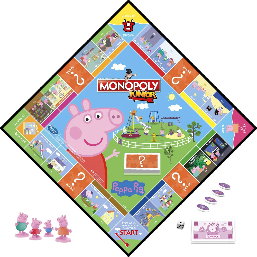 Jocuri de societate - Joc Interactiv Hasbro Gaming Monopoly Junior Ediție - Peppa Pig, Original in Limba Romana