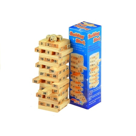 Jocuri de societate - Joc Jenga Malipen 54 de piese din lemn cu zaruri