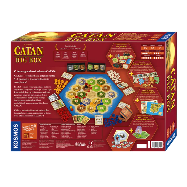 Jocuri de societate - Catan Big Box-  Jocul de Baza cu 4 Scenarii noi si Extensie pentru 5-6 Jucatori