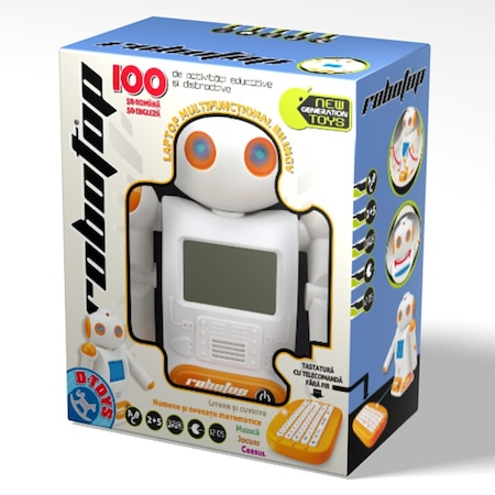 Laptopuri, tablete si gadget-uri copii - Jocuri Educative D-Toys Laptop Robotop Bilingv 100 functii